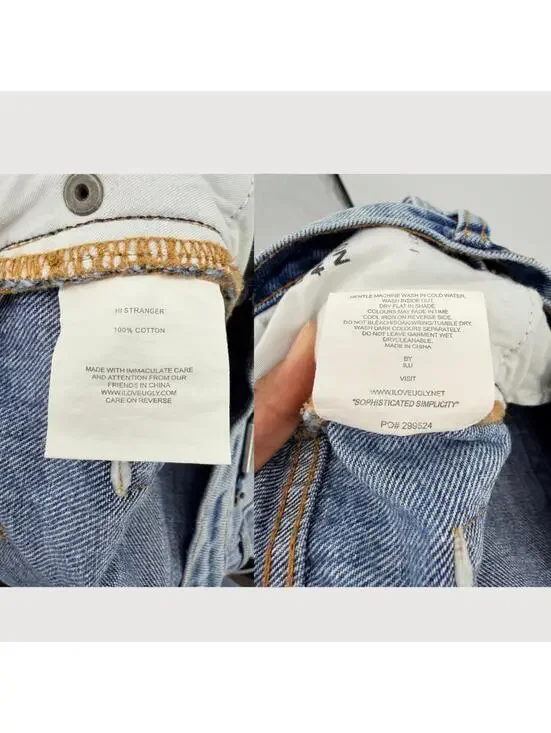 I Love Ugly Cropped 90s Denim Jeans Light Blue Wash Size S - Picture 5 of 9